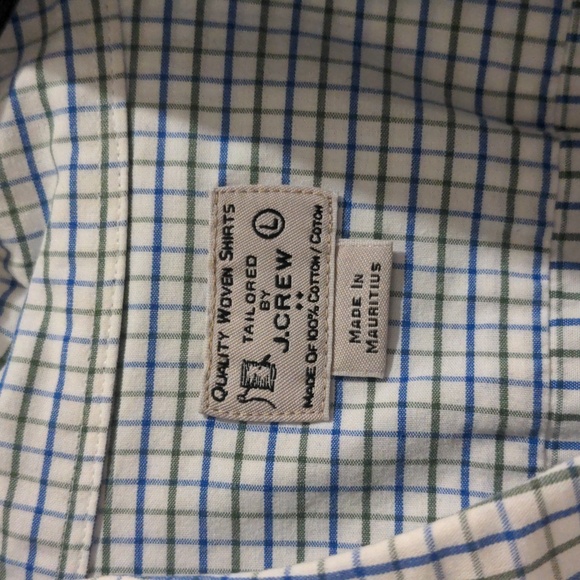 Men's J. Crew Factory button-up in white with blue and green sz large - Picture 2 of 4